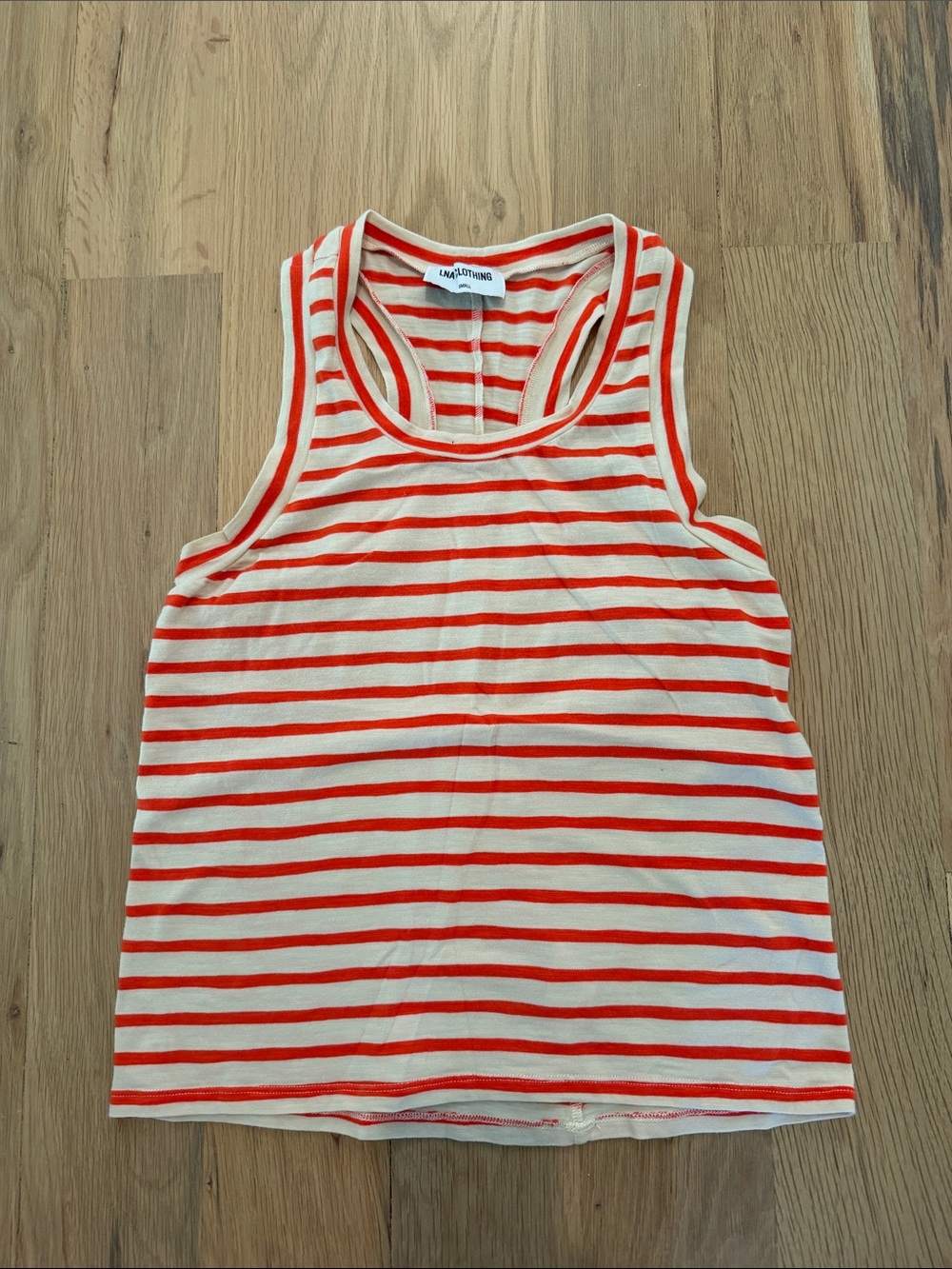 LNA clothing Striped Racerback Tank Top - Cream & Orange